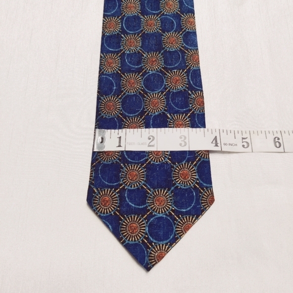 Ermenegildo Zegna Blue & Orange 100% Silk Tie Made in Italy - Picture 9 of 11